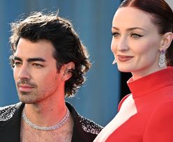Ciężarna Sophie Turner i Joe Jonas zadają szyku w kreacjach od Louis Vuitton na "Vanity Fair" Oscar Party (ZDJĘCIA)
