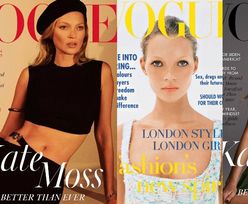 46-letnia Kate Moss hipnotyzuje na okładce brytyjskiego "Vogue'a". 28 lat wcześniej zadebiutowała na łamach biblii mody (ZDJĘCIA)