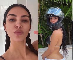 PÓŁNAGA Kim Kardashian pozuje w... kasku motocyklowym: "ZAWSZE GOTOWA" (ZDJĘCIA)