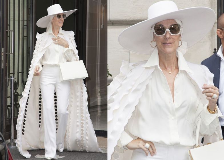 Celine Dion w białej pelerynie