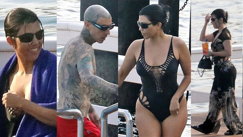 Kourtney Kardashian i Travis Barker wypoczywają nad basenem w trakcie "podróży poślubnej" (ZDJĘCIA)