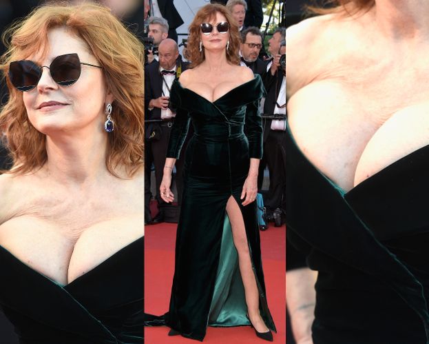 Ściśnięte, 70-letnie piersi Susan Sarandon na czerwonym dywanie w Cannes! (ZDJĘCIA)