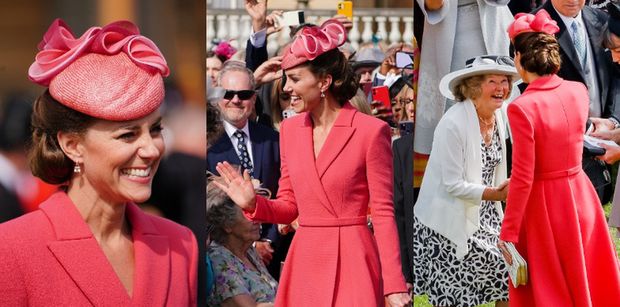 Kate Middleton paraduje w koralowej stylizacji na królewskim "garden party" (ZDJĘCIA)