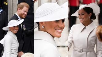 Meghan Markle i książę Harry z uśmiechami od ucha do ucha zmierzają na mszę w ramach platynowego jubileuszu królowej (ZDJĘCIA)