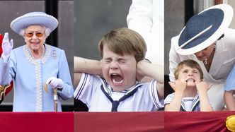 Królowa Elżbieta II wraz z rodziną pozdrawia poddanych z balkonu Pałacu Buckingham podczas Trooping the Colour (ZDJĘCIA)