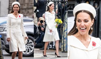 Oszczędna Kate Middleton "recyklinguje" biały sukienko-płaszcz na nabożeństwie w Opactwie Westminsterskim (ZDJĘCIA)
