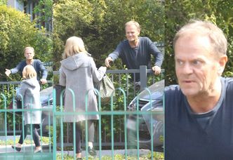 Zniecierpliwiony Donald Tusk czeka na żonę pod płotem (ZDJĘCIA)