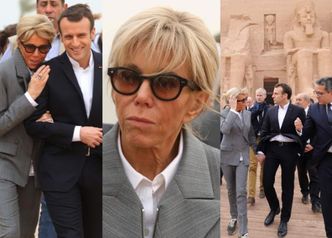 Brigitte Macron wtula się w męża podczas wizyty w egipskiej świątyni (ZDJĘCIA)