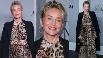 63-letnia Sharon Stone zachwyca w prześwitującej kreacji ze zwierzęcym printem na premierze "Tragedii Makbeta" (ZDJĘCIA)