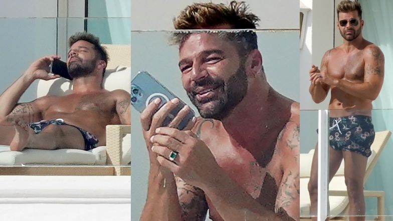 Dawno niewidziany Ricky Martin pręży mahoniową klatę na hotelowym tarasie (ZDJĘCIA)