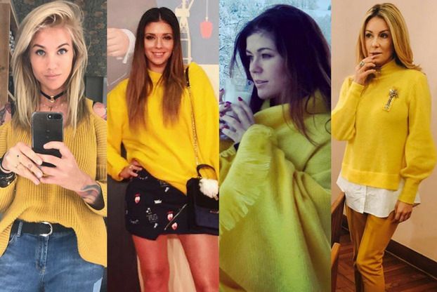 Żółty sweter na szare dni - jakie wybierają celebrytki?