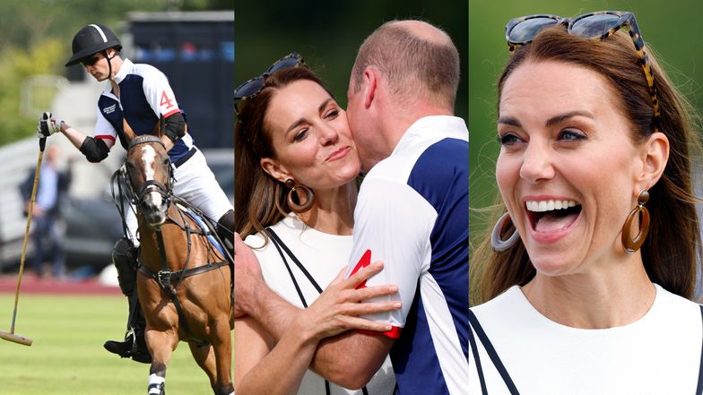 Rzadki widok: Kate Middleton i książę William WYMIENIAJĄ CZUŁOŚCI po zwycięskim meczu polo (ZDJĘCIA)