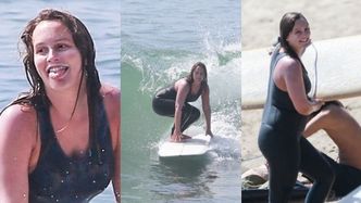 Zapomniana gwiazda Leighton Meester z "Plotkary" surfuje na plaży w Malibu (ZDJĘCIA)