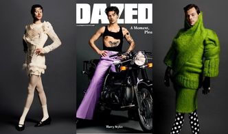 Zawadiacki Harry Styles prezentuje wymyślne kreacje od największych domów mody w sesji dla "Dazed" (ZDJĘCIA)
