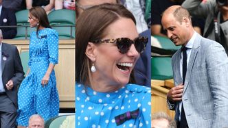 Wystrojona w grochy Kate Middleton i popielaty książę William dokazują na ćwierćfinale Wimbledonu (ZDJĘCIA)