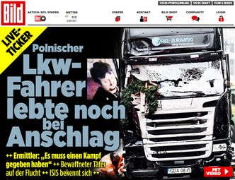"Bild": "Polski kierowca żył w chwili zamachu. Złapał za kierownicę, by ratować ludzkie życie"