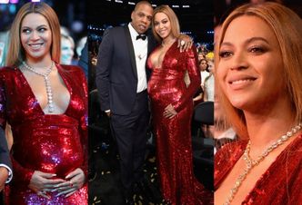 Beyonce chwali się ciążowym brzuszkiem w czerwonych cekinach (ZDJĘCIA)
