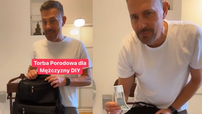 Krzysztof Ibisz pokazał, jak pakuje torbę porodową dla mężczyzny! "Świeczki, olejek do masowania żony, trochę 'keszu'" (FOTO)