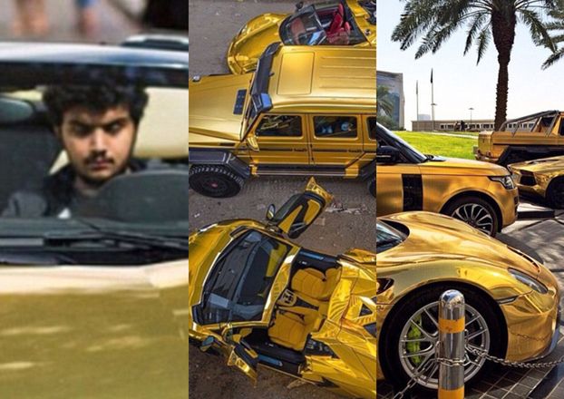 Saudyjski miliarder sprowadził do Londynu 4 samochody... pokryte złotem! (ZDJĘCIA)