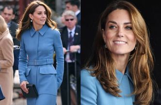Kate Middleton cała w błękicie podczas chrzcin statku badawczego