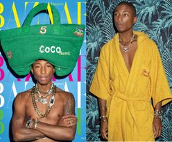 Wiecznie młody Pharrell Williams pozuje z torbą na głowie w sesji dla "Harper's Bazaar"