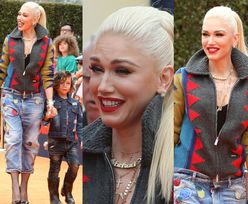 Wzorzysta Gwen Stefani próbuje zmarszczyć czoło na premierze filmu dla dzieci