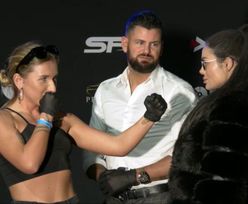 Bezbarwna Marta Linkiewicz próbuje zachęcić widzów do obejrzenia jej walki podczas konferencji Fame MMA 6: "Możemy się turlać, szarpać, DUSIĆ"