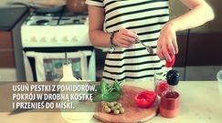 Tatar z pomidorów i oliwek z mozzarellą