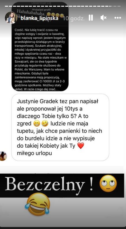 Blanka Lipińska odnosi się do propozycji SEKSU ZA PIENIĄDZE. "Przypominaj się i pamiętaj o INFLACJI"