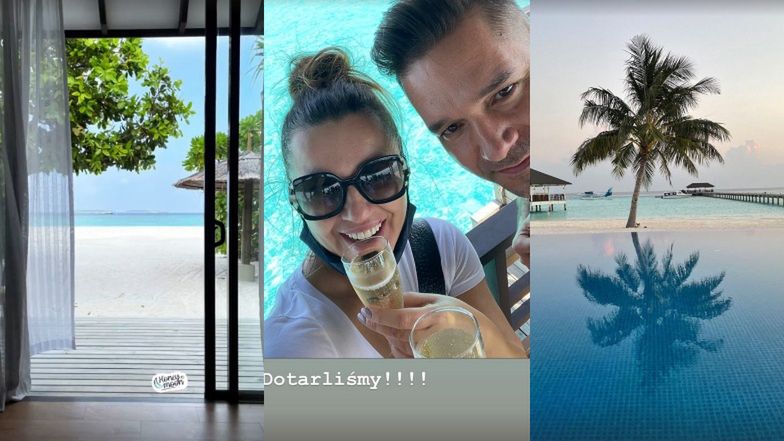 Beata Tadla sączy szampana z mężem Michałem, celebrując miesiąc miodowy na Malediwach (ZDJĘCIA)