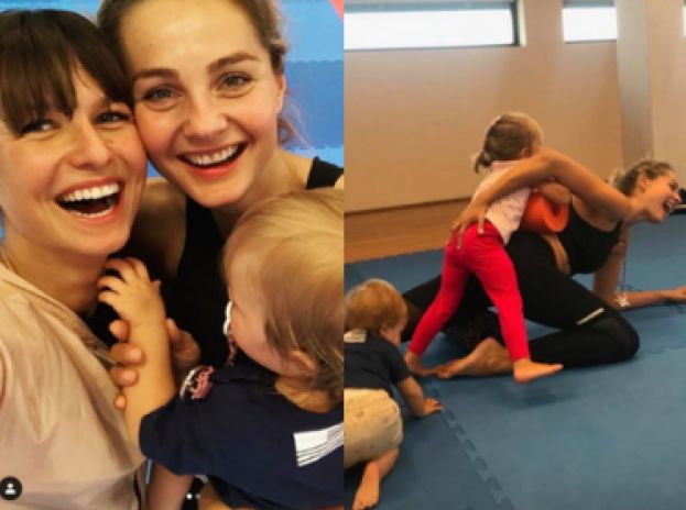 Małgorzata Socha i jej dzieci ćwiczą w Dojo z Anną Lewandowską. "U cioci na katorgach"
