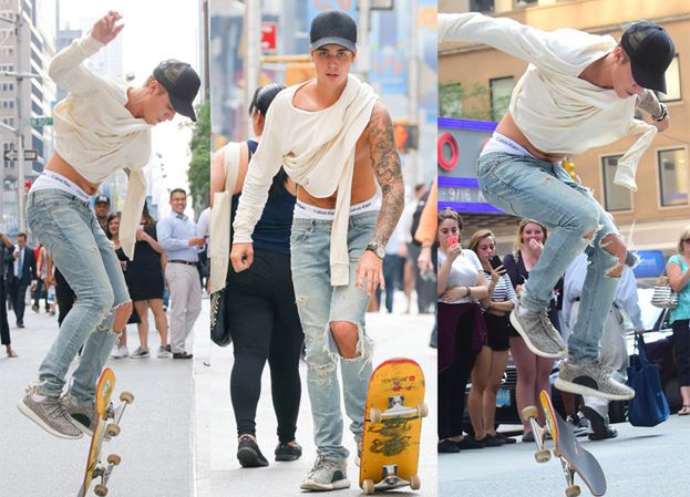 Justin Bieber popisuje się na ulicy w Nowym Jorku! (ZDJĘCIA)
