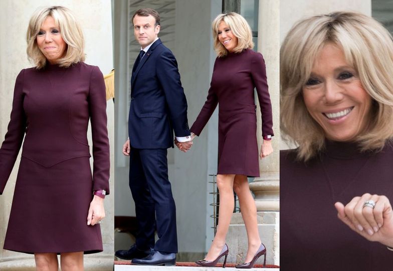 Brigitte i Emmanuel Macron trzymają się za ręce