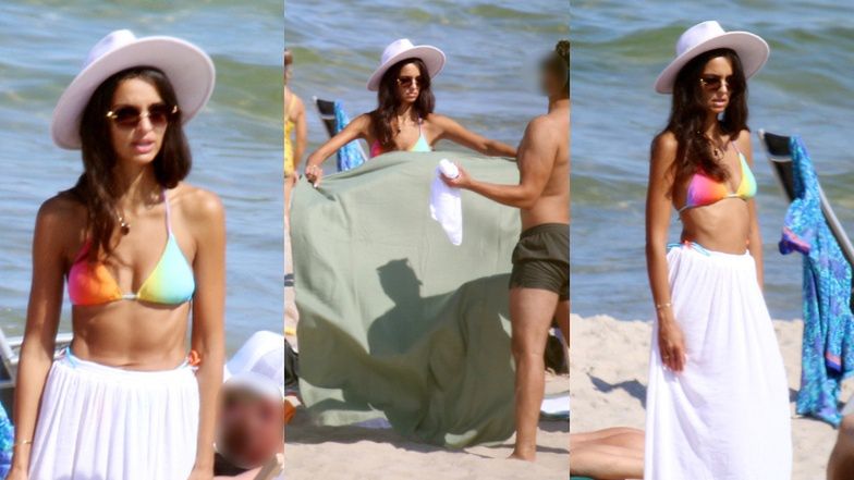 Klaudia El Dursi w kolorowym bikini wypoczywa na plaży w Chałupach (ZDJĘCIA)