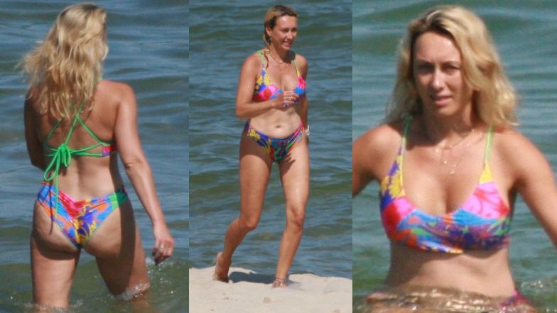 Anna Kalczyńska w kolorowym bikini pluska się w morzu (ZDJĘCIA)