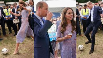 Kate Middleton i książę William grają w piłkę nożną i popijają piwo na torze wyścigowym (ZDJĘCIA)