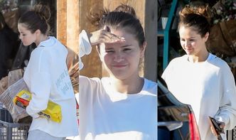 Selena Gomez w oversizowej bluzie i bez makijażu buszuje po dyskoncie, szukając drewna na opał (ZDJĘCIA)