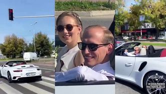 Julia Królikowska i jej świeżo poślubiony mąż przejeżdżają kabrioletem na CZERWONYM ŚWIETLE (ZDJĘCIA)