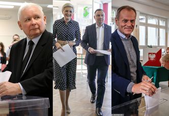 Wybory parlamentarne 2019: Donald Tusk, Jarosław Kaczyński, Andrzej Duda i inni politycy głosują (ZDJĘCIA)