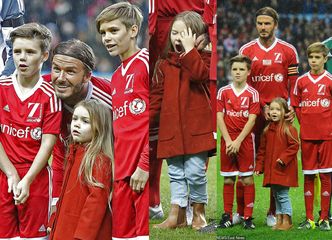 David Beckham pozuje z synami i córeczką na stadionie (ZDJĘCIA)