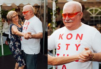 Wesele ciężarnej córki Lecha Wałęsy. Były prezydent pląsał w koszulce z napisem "KONSTYTUCJA" (FOTO)