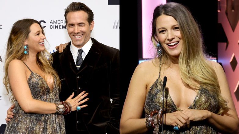 Blake Lively in late pregnancy and over PLN 40,000 dress compliments Ryan Reynolds from stage (PHOTOS)