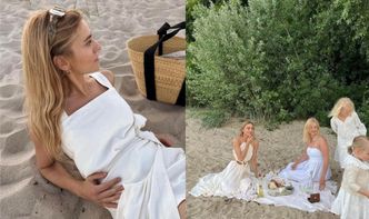 Kasia Tusk "cała na biało" piknikuje z córką na plaży, a internauci grzmią: "BIJE SZTUCZNOŚCIĄ" (FOTO)