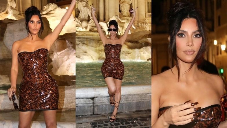 Turystka Kim Kardashian wygina się przed Fontanną di Trevi w KUSEJ MINI (ZDJĘCIA)