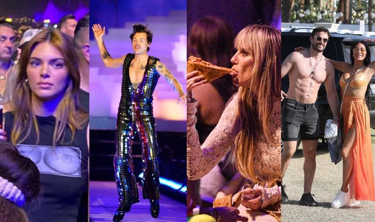 Coachella 2022: Kendall Jenner w "biuściastej" koszulce, Heidi Klum z pizzą, Harry Styles w cekinach... (ZDJĘCIA)