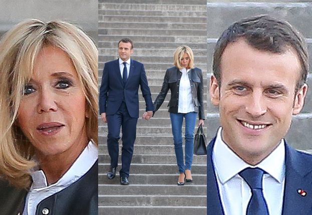 Miłość Brigitte i Emmanuela Macronów kwitnie na schodach w Paryżu (ZDJĘCIA)
