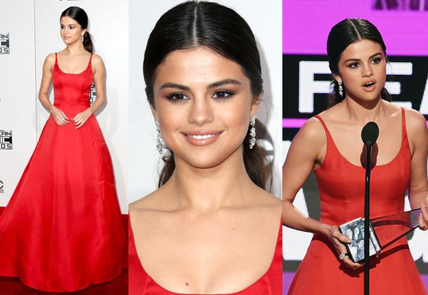 Selena Gomez w czerwonej sukni na American Music Awards (ZDJĘCIA)