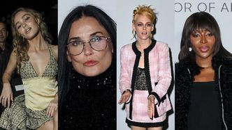 Gwiazdy brylują na paryskim Fashion Weeku: Demi Moore z córką, Lily-Rose Depp w sukience Chanel, poczochrana Kristen Stewart (ZDJĘCIA)