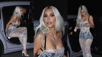 Kim Kardashian przybywa na imprezę urodzinową spowita w KORONKOWĄ FIRANKĘ. Praktycznie? (ZDJĘCIA)