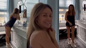 Małgorzata Rozenek w kusej piżamce wdzięczy się do lustra w swojej eleganckiej łazience (ZDJĘCIA)